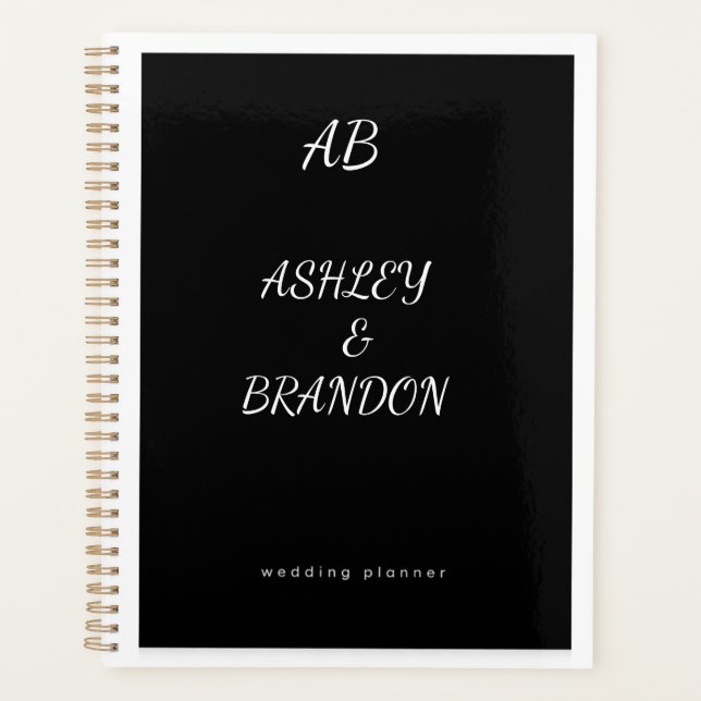Wedding Planner Cover Black  Personalised Noteboo (Front)