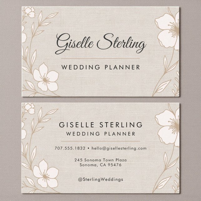 Wedding Planner Floral Linen Botanical Business Card (Creator Uploaded)