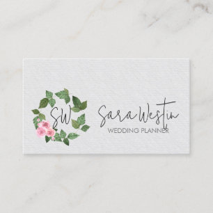 Wedding Planner Floral Monogram Business Card