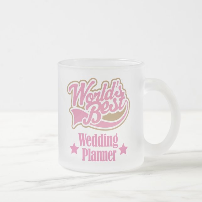 Wedding Planner Gift (Worlds Best) Frosted Glass Coffee Mug (Right)