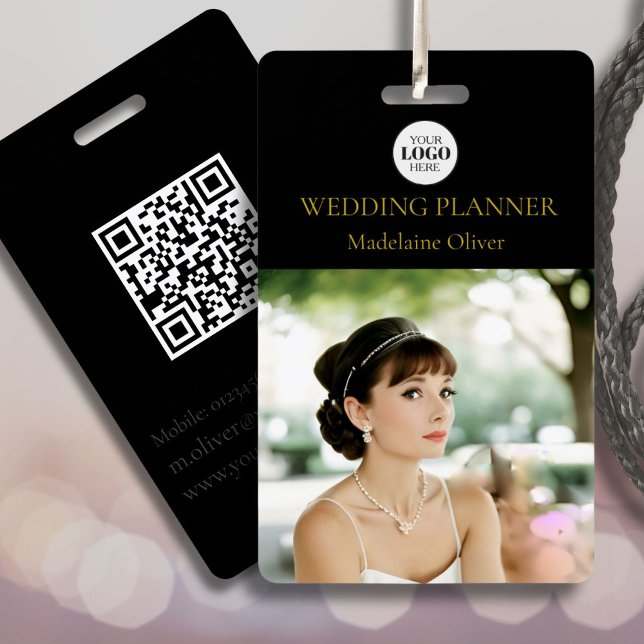 Wedding Planner ID Photo Black QR Code Logo Badge ID Badge (Creator Uploaded)