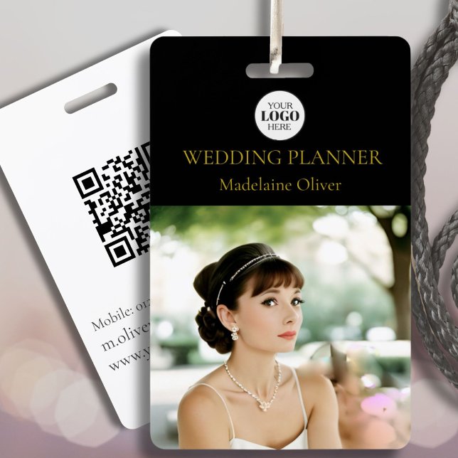 Wedding Planner ID Photo Black QR Code Logo Badge ID Badge (Creator Uploaded)