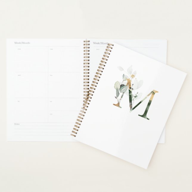 Wedding Planner Monogram M Elegant Greenery (Display)