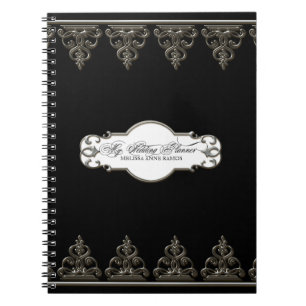 Wedding Planner Personalised Baroque Swirl Silver Notebook