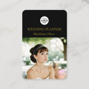 Wedding Planner  Photo Black QR Code Business Card