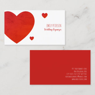 Wedding Planner Red Hearts Business Card