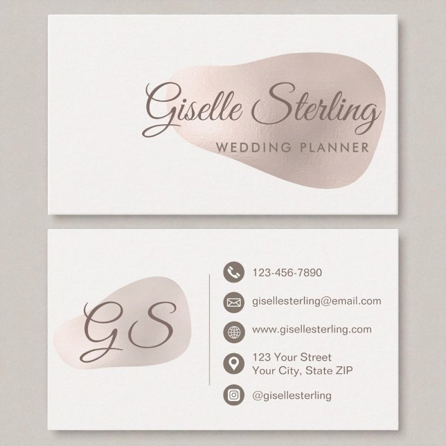 Wedding Planner Rose Gold Foil Blush Abstract Business Card (Creator Uploaded)