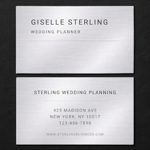 Wedding Planner Silver Metallic Professional Business Card