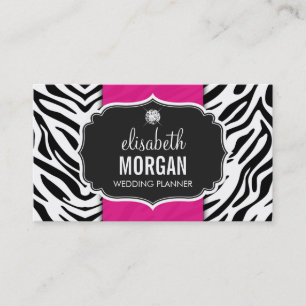 Wedding Planner - Trendy Zebra Print Hot Pink Business Card