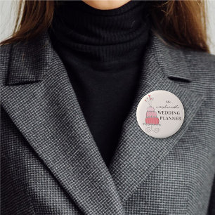 WEDDING PLANNER Whimsical Sweet Pink Cake Chic 6 Cm Round Badge