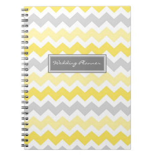 Wedding Planner Yellow Grey Chevrons Notebook