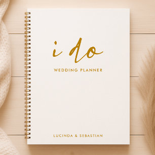 Wedding Plans Modern Minimal Gold and White Planner