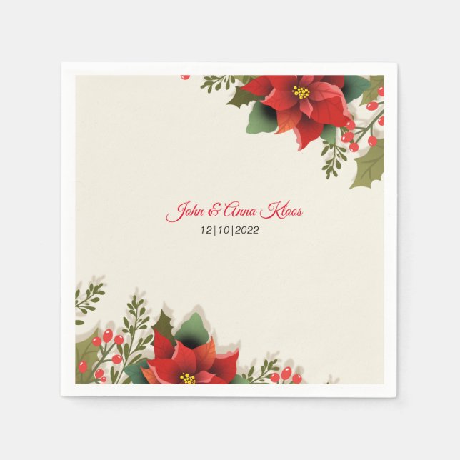 Wedding Poinsettia   Napkins (Front)