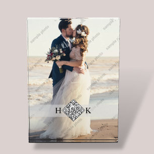 Wedding Portrait Monogram QR Code Photo Block
