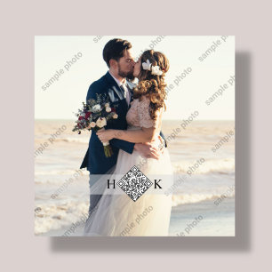 Wedding Portrait Monogram QR Code Plaque