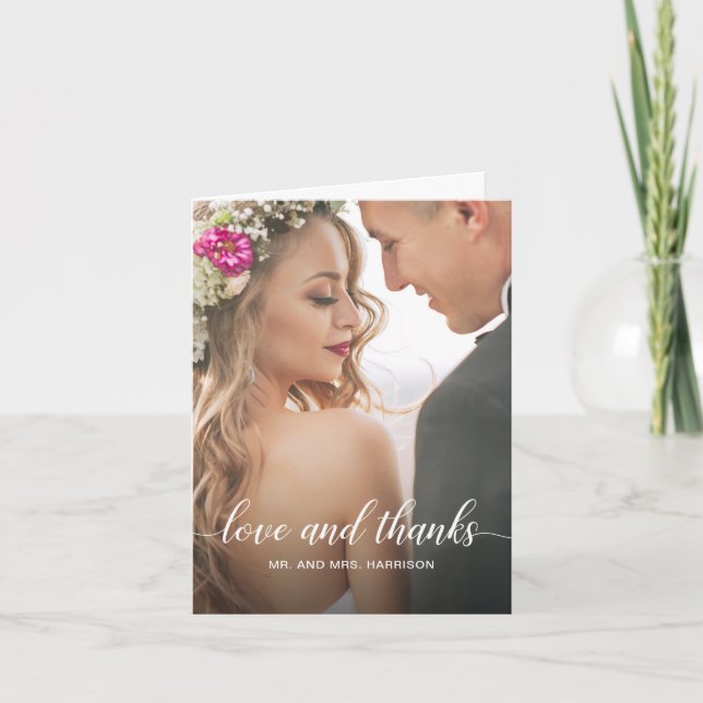 Wedding Portrait Personalised Photo Thank You Card (Front)