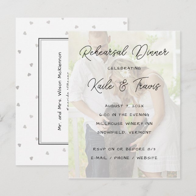 Wedding Postcard Rehearsal Dinner Photo Invitation (Front/Back)