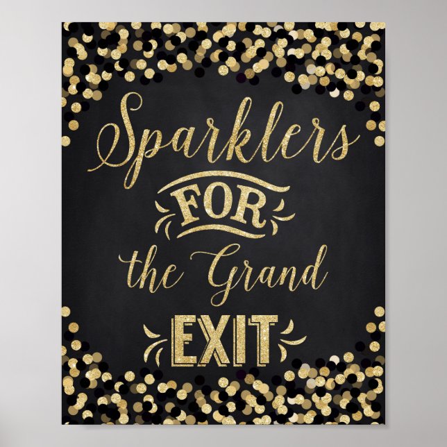 Wedding Poster Black Gold- Sparklers (Front)