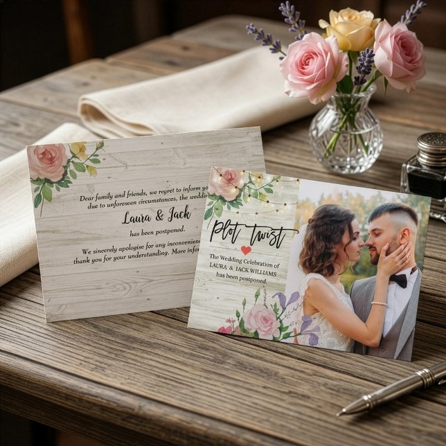 Wedding Postponed Change The Date Plot Twist Photo Announcement (Creator Uploaded)