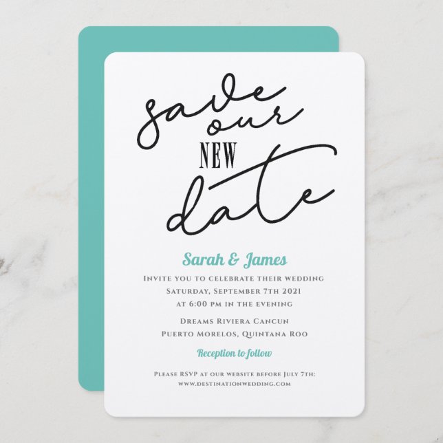 Wedding Postponed Save the NEW Date Invitation (Front/Back)