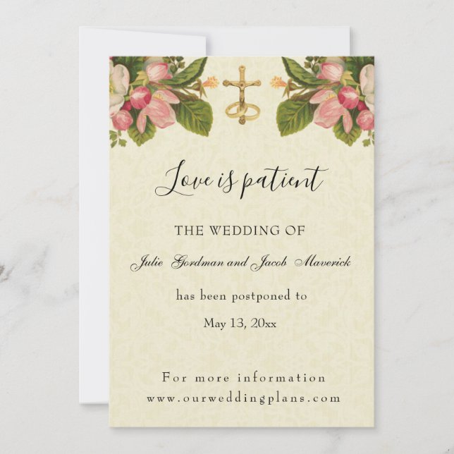Wedding Postponement Catholic Cherry Blossoms Save The Date (Front)