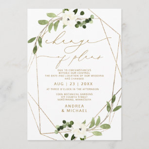 Wedding Postponement Change of Plans Geometric Invitation