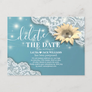 Wedding Postponement Delete The Date Sunflowers Announcement Postcard