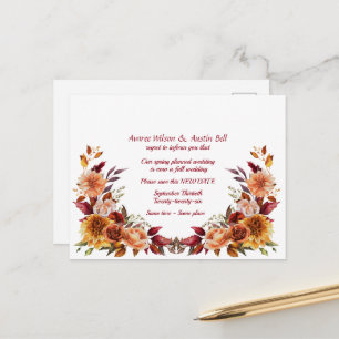 Wedding Postponement Fall Colors Announcement Postcard