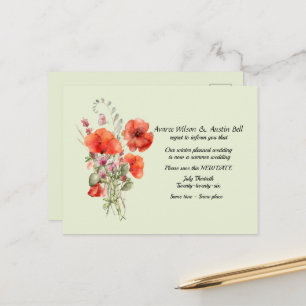 Wedding Postponement Summer Colours Announcement Postcard