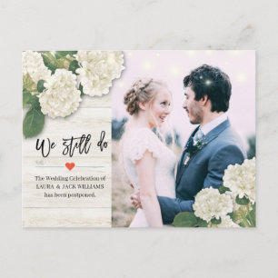 Wedding Postponement We Still Do Photo Hydrangeas Announcement Postcard