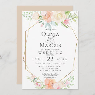 WEDDING Pretty Watercolor Spring Blossoms Invitation