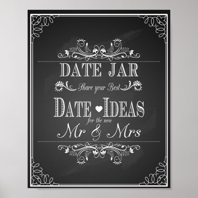 Wedding print "Date jar" vintage chalkboard (Front)