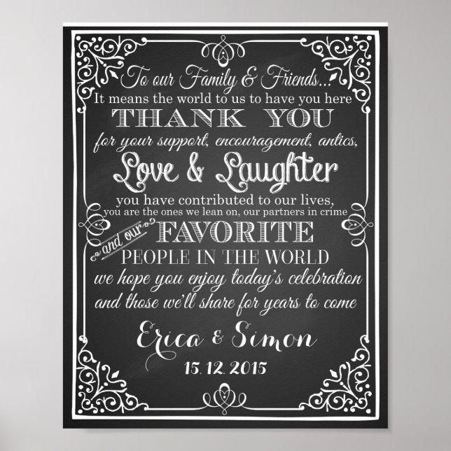 Wedding print "Thank You" vintage chalkboard (Front)