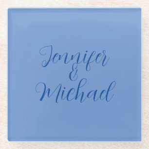 Wedding Professional Classical Blue Calligraphy Glass Coaster