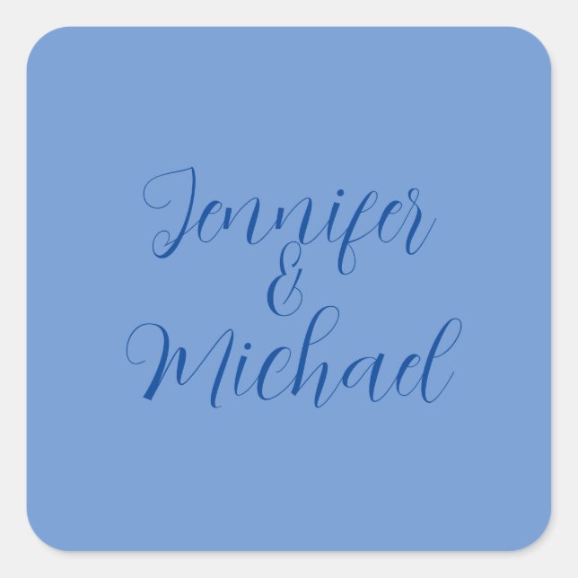 Wedding Professional Classical Blue Calligraphy Square Sticker (Front)