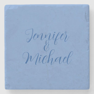 Wedding Professional Classical Blue Calligraphy Stone Coaster