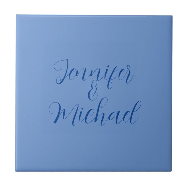 Wedding Professional Classical Blue Calligraphy Tile (Front)