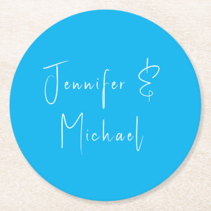Wedding Professional Classical Sky Blue Round Paper Coaster