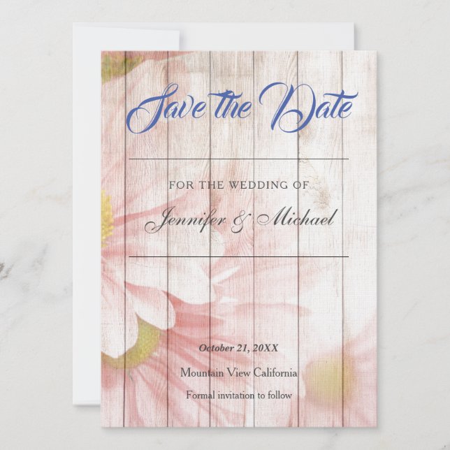 Wedding Professional Floral Linen Classical Save The Date (Front)