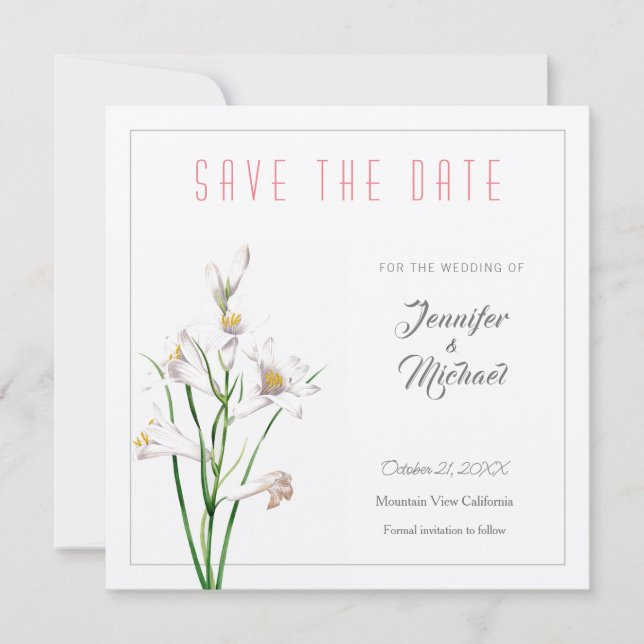 Wedding Professional Flower Design Save the Date Invitation (Front)
