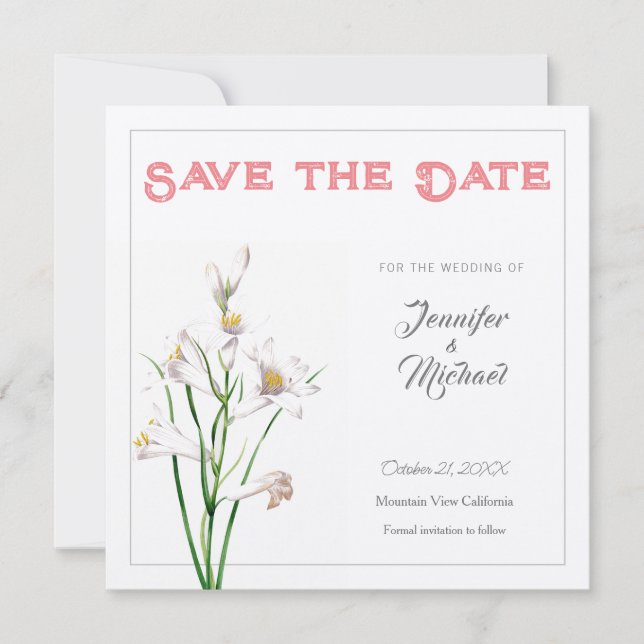 Wedding Professional Flower Design Save the Date Invitation (Front)