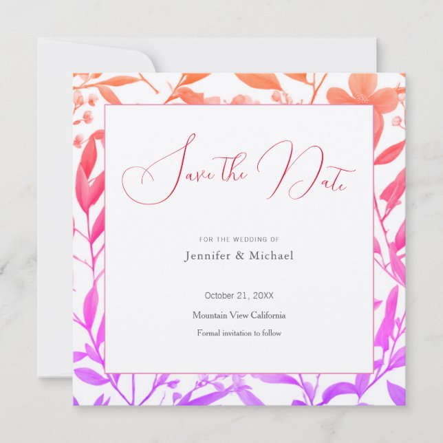 Wedding Professional Minimalist Cute Floral Save The Date (Front)
