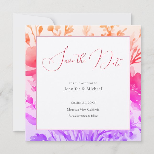 Wedding Professional Minimalist Cute Floral Save The Date (Front)
