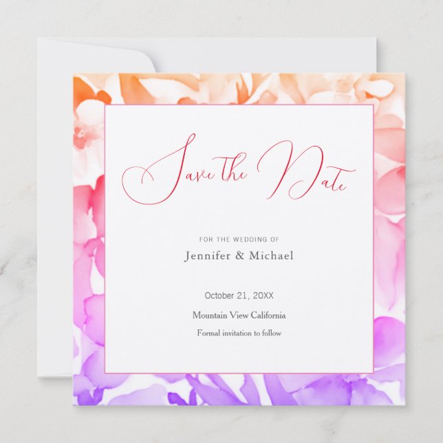 Wedding Professional Minimalist Cute Floral Save The Date (Front)