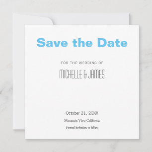 Wedding Professional Minimalist Modern Sky Blue Save The Date