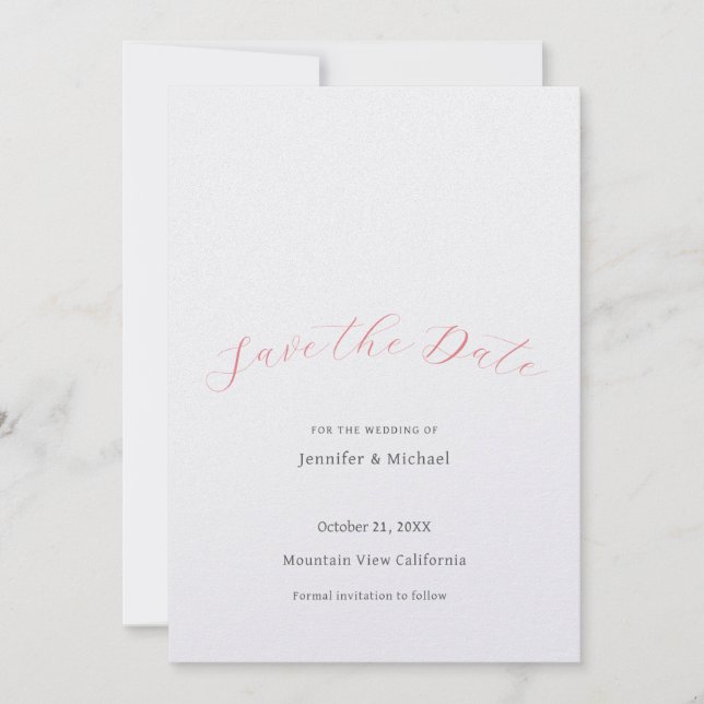 Wedding Professional Minimalist Plain Modern Pearl Save The Date (Front)
