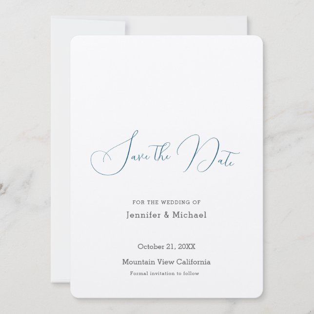 Wedding Professional Minimalist Plain Modern Save The Date (Front)