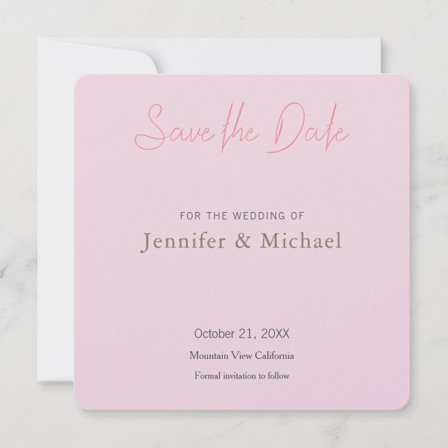 Wedding Professional Minimalist Plain Save The Date (Front)