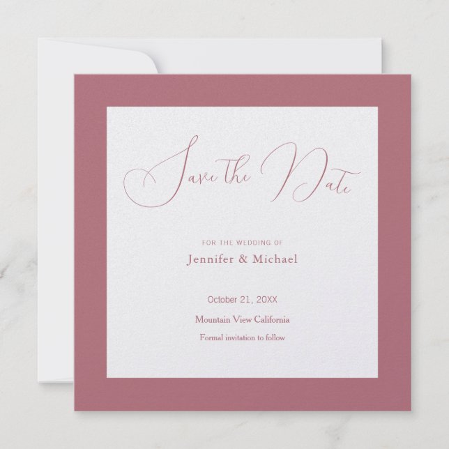 Wedding Professional Minimalist Rose Gold Colour Save The Date (Front)