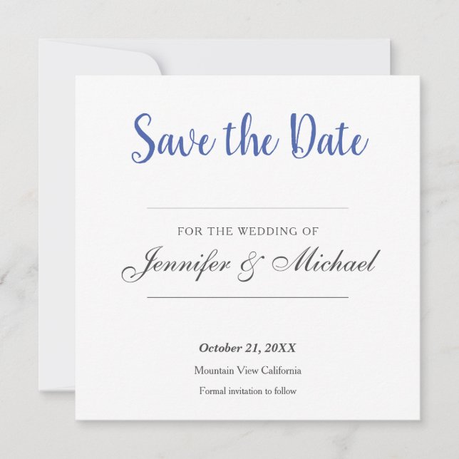 Wedding Professional Minimalist Save The Date (Front)